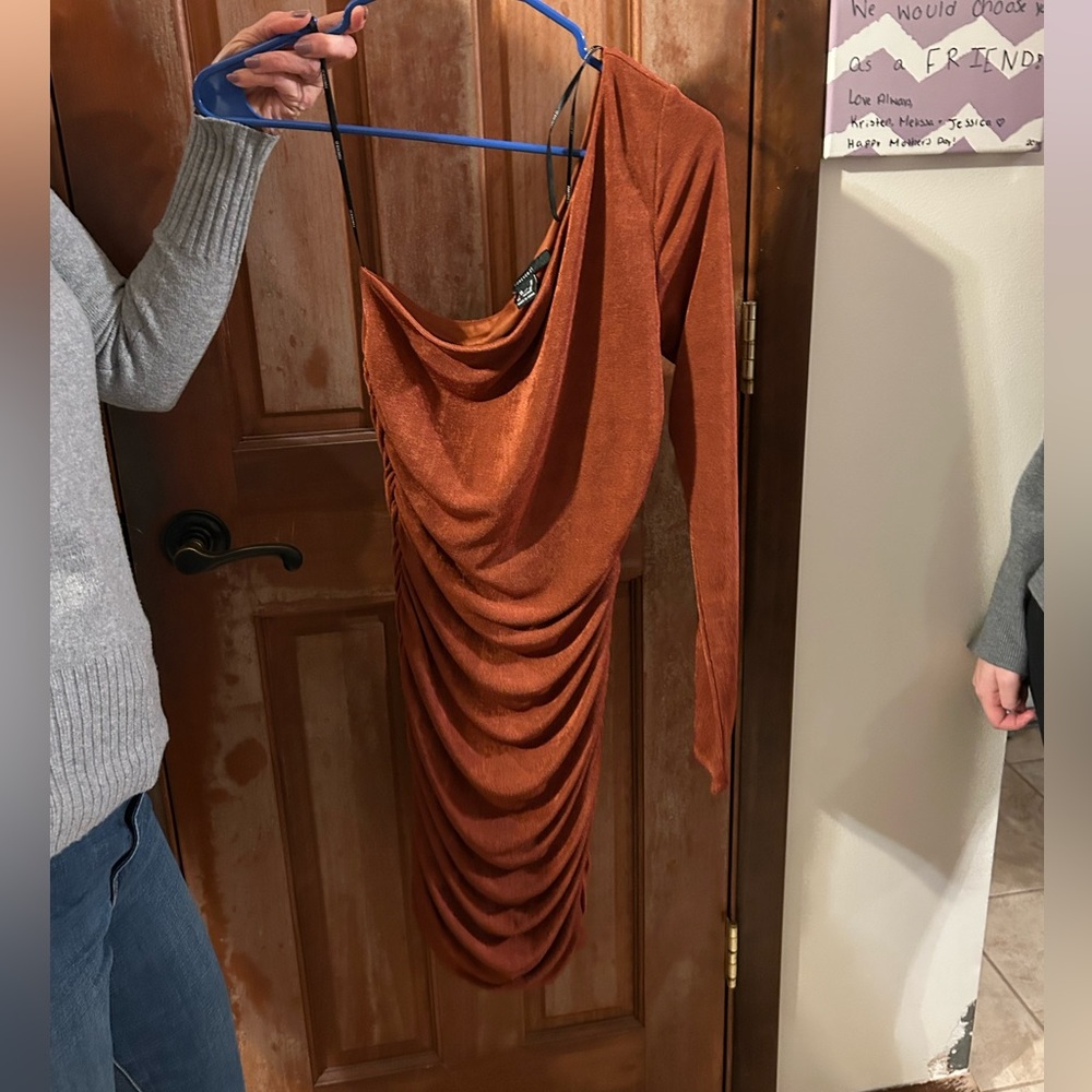 One shoulder party dress that has a little shimmer
